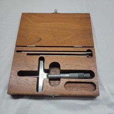 Vintage Lufkin Micrometer Depth Gage No. 513 with wood case