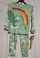 Girls Care Bears Pajamas Set 4t Good Luck Green Bear