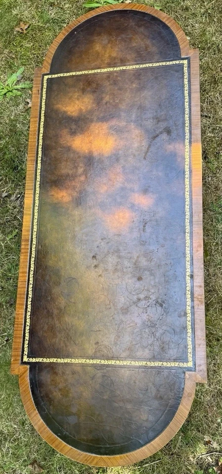 1930s Weiman Heirloom 379 53127 Leather Top Coffee Table - Image 2 of 4