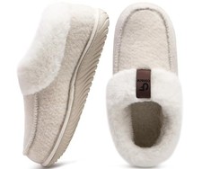 Women's Memory Foam House Slippers Arch Support Moccasin Winter Shoes 9 Beige
