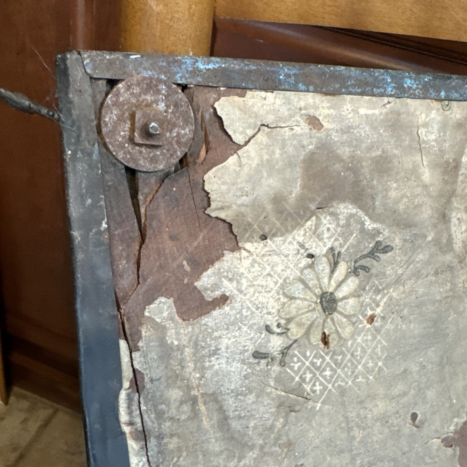 1890s Antique USS OLYMPIA Our Nations Pride Hammered Copper On Wood Mirror RARE