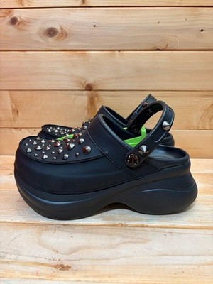 New with tags Bae Black Studded Platform leather Crocs - Womens size 9