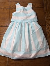 Janie and Jack Enchanted Garden Aqua Striped Poplin Dress EUC Girls Tulle Size 6