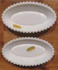 Rare 1940s Vtg John Kemple ivy in snow Milk Glass candy or relish dish  USA