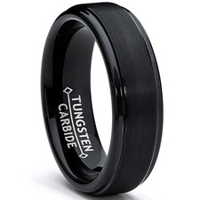 6MM Black High Polish / Matte Finish Men's Tungsten Ring Wedding Band