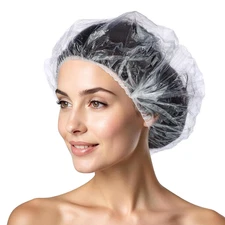 300 Pcs Disposable Shower Caps, 20.5In Large Plastic Bath Caps for Hair Treat...