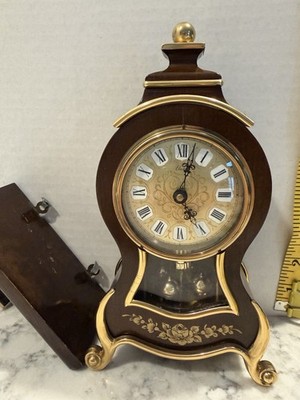 Vintage Eluxa Bradux Mantel Clock Switzerland Signed Liechti W/ Console