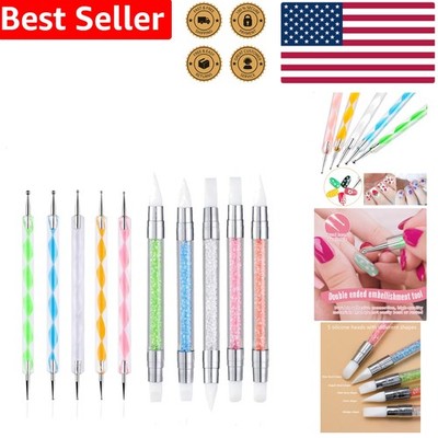 10PCS Nail Art Sculpture Pen Set Silicone Double Ended Gel Design Tools