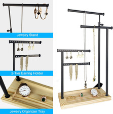 4-Tier Premium Jewelry Organizer Stand, Storage Necklace Holder Stand, Earring H