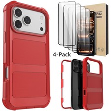 For iPhone 17/17 Pro/17 Pro Max/Air/17e Case Cover Rugged 4Packs Tempered Glass