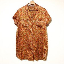 VTG Victorias Secret Floral Satin Button Sleep Shirt Size Small D22