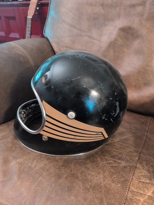 Vintage Rare Arthur Fulmer AF50 Helmet Black with Gold Stripes