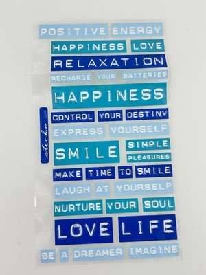 sticko Puffy Stickers Positive Phrases Assorted Blue