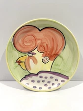 Rare Vintage Centrum Ceramics Hen Party Plate Conrad Bell Chicken Art Farmhouse