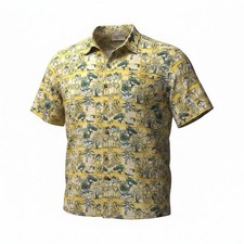 Camicia da pesca Columbia PFG uomo XXL/2TG grande e alta gialla stampa grafica
