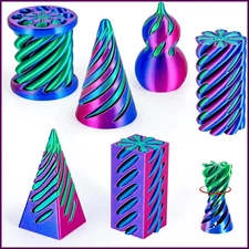 6 Pack Spiral Cone Fidget Toys 3D Printed Impossible Passthrough Pyramid Pillar