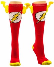 DC Comics The Flash Socks Knee High with Wings Novelty 1 Pair with Sock Ring