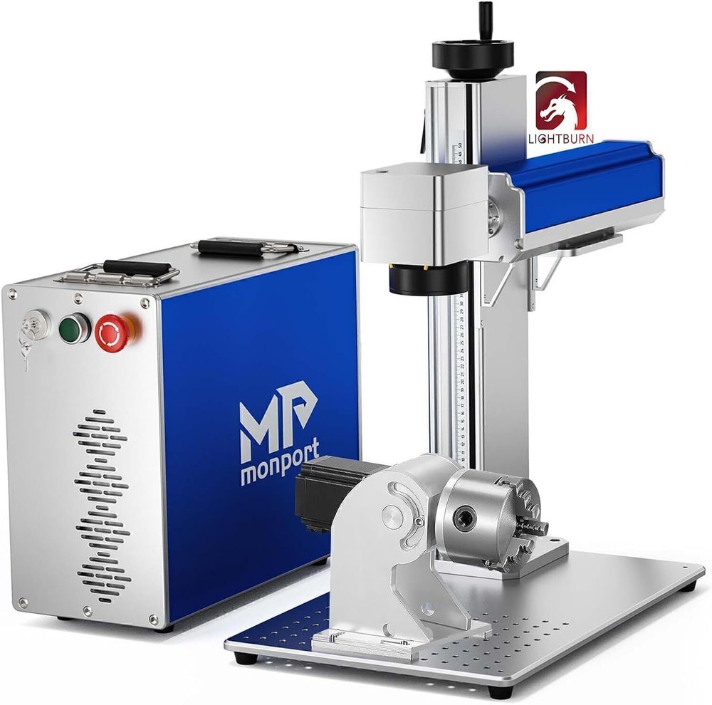 50W Monport Fiber Laser Engraver with Rotary Axis – LightBurn Compatible
