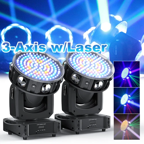 2 Stück Beam+Laser Moving Head 6 LED 200W Bühnenlicht RGBW Effektstrahler U`King - Bild 1 von 23