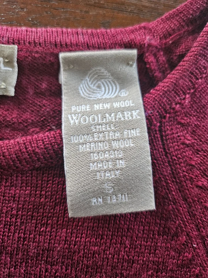 Kate Hill размер маленький бордовый шерсти мериноса ворота пуловер свитер из Италии - Изображение 3 из 4