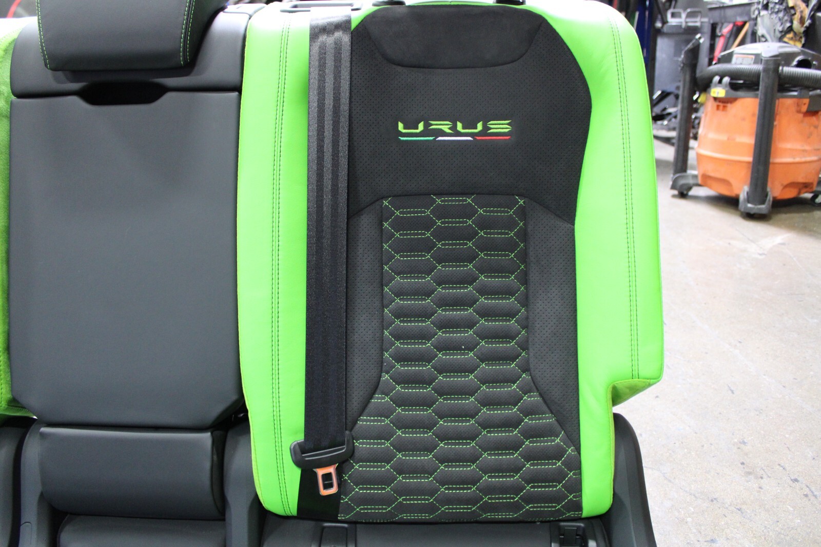 Lamborghini Urus, Rear Seat Assembly , Black/Green, Used, P/N 4ML885001