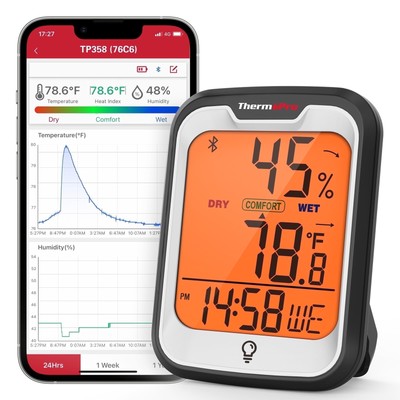 Bluetooth Hygrometer Thermometer Range to 260FT, Thermohygrometer