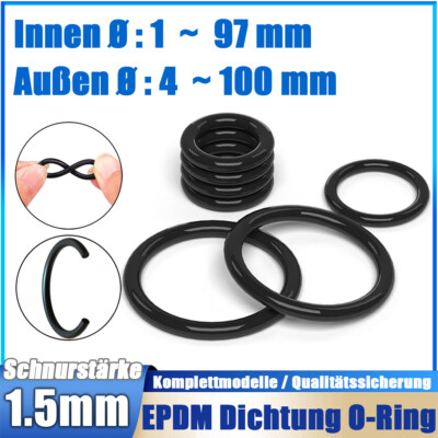 O-Ring 4 - 100 mm Schnurstärke 1,5 mm DIN3771 EPDM 70 Dichtring Oring Nullring