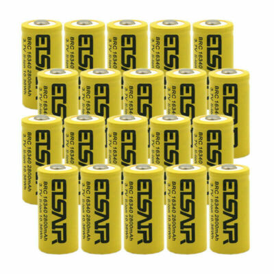 ETSAIR 16340 Battery 2800mAh RCR123A Rechargeable 3.7V Cell Charger Lot
