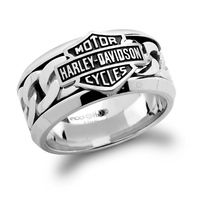 Harley-Davidson® Inlaid Chain Bar & Shield® Logo Ring Stainless