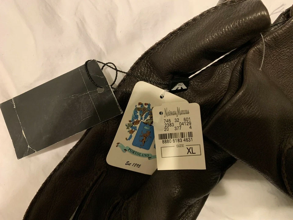  Luvas masculinas Portolano XL couro marrom forrado de pele NOVO - Imagem 2 de 4