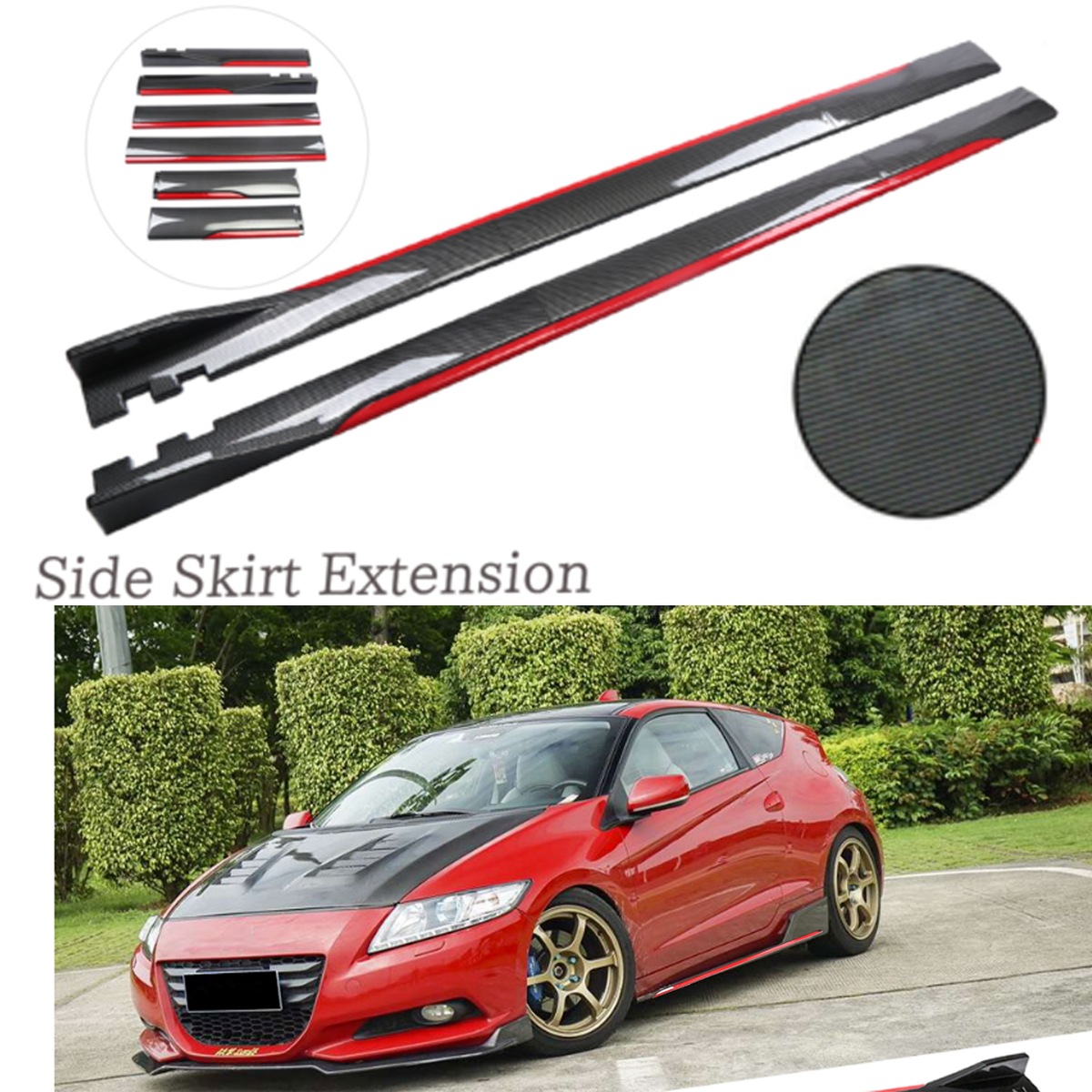Fiber Look Side Skirt Extension Spoiler Splitter For Honda