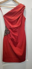 Vintage Eliza J Red Beaded One Shoulder Red Dress 2