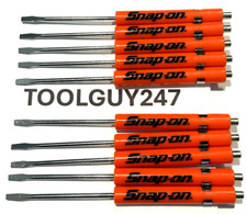 SNAP ON TOOLS 10 TEN Snap On Pocket Screwdrivers Flat Tip ORANGE  MAGNETIC END