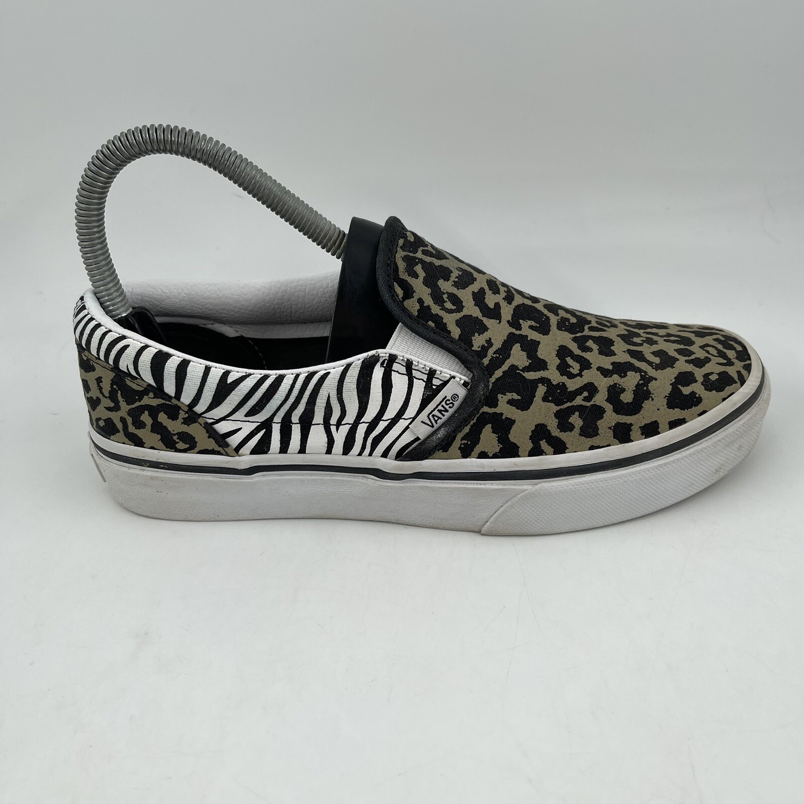 Vans Unisex Kids Animal Mix Leopard Zebra Slip-On Canvas Shoe Sneaker-Size 4.5 Y