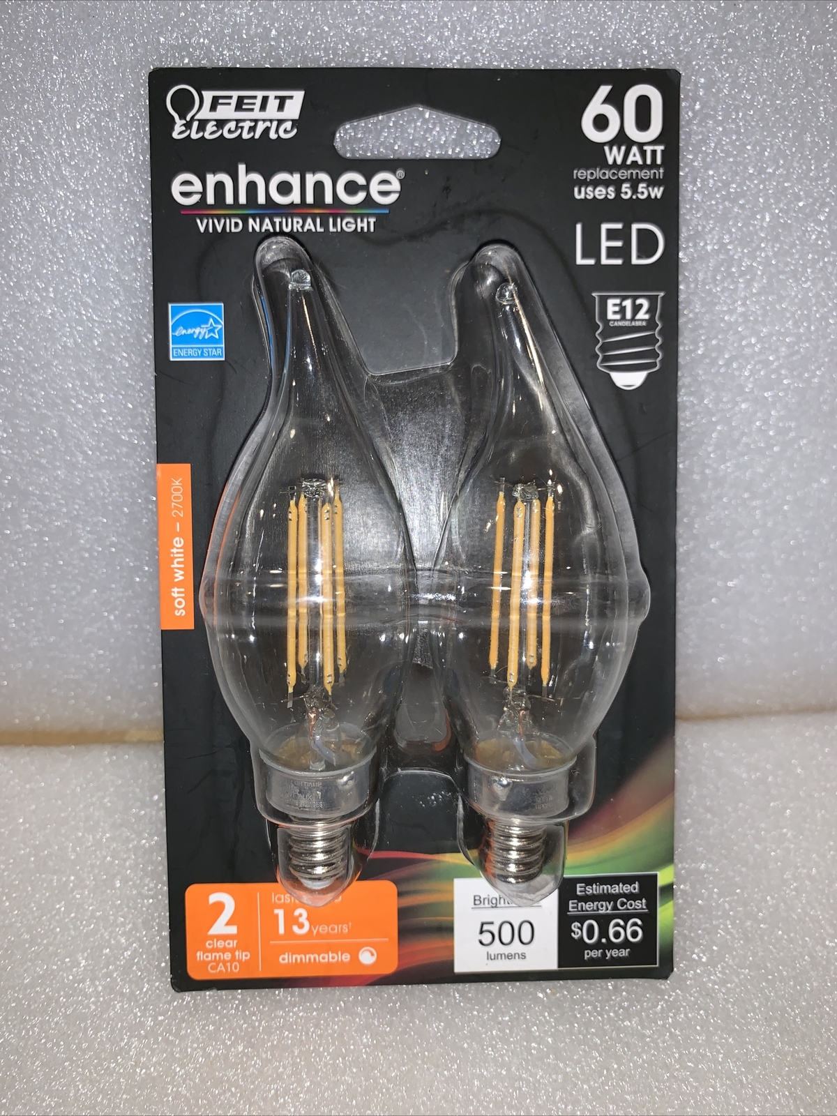 FEIT Electric 6 watts C10 LED Bulb 500 lumens Chandelier 60 Watt  Soft White