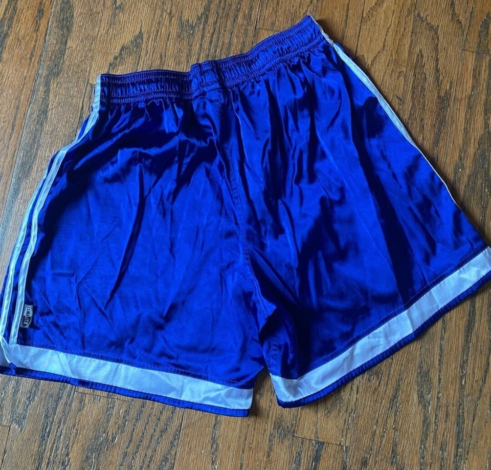 Adidas Satin Mens Vintage Soccer Shorts Silky Shiny Mens XXL Royal Blue