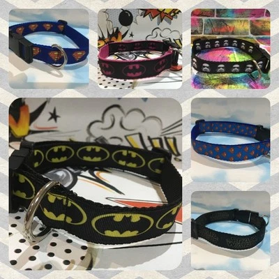 TV Film Superhero handmade Comic Dog Collar, Marvel Batman, Superman, Star Wars