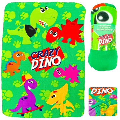 KIDS LICENSING Licensed Crazy Dino Super Soft Fleece Throw Blanket, Room Decor Kids Gift 150cm