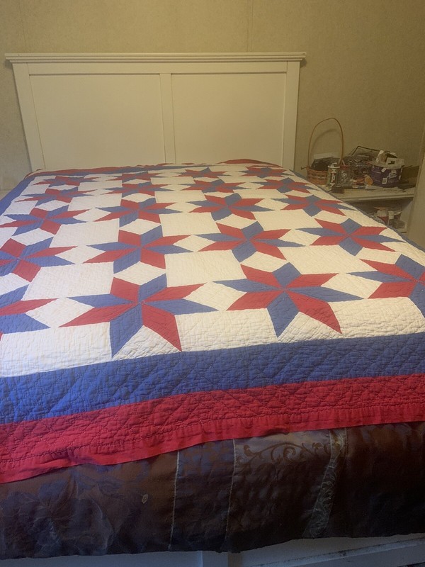 Vintage Red White & Blue Feedsack Quilt