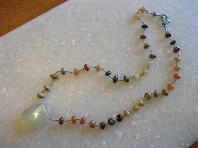 Artisan Necklace w/ Hand Knotted Natural Stone Beads, Large
