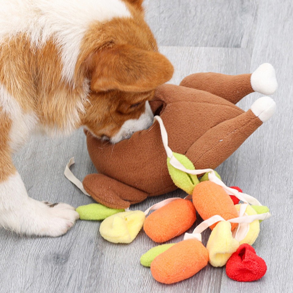 Food Puzzle for Dogs Plush Toy Turkey Chew Toys Pet Play Puppy Bite