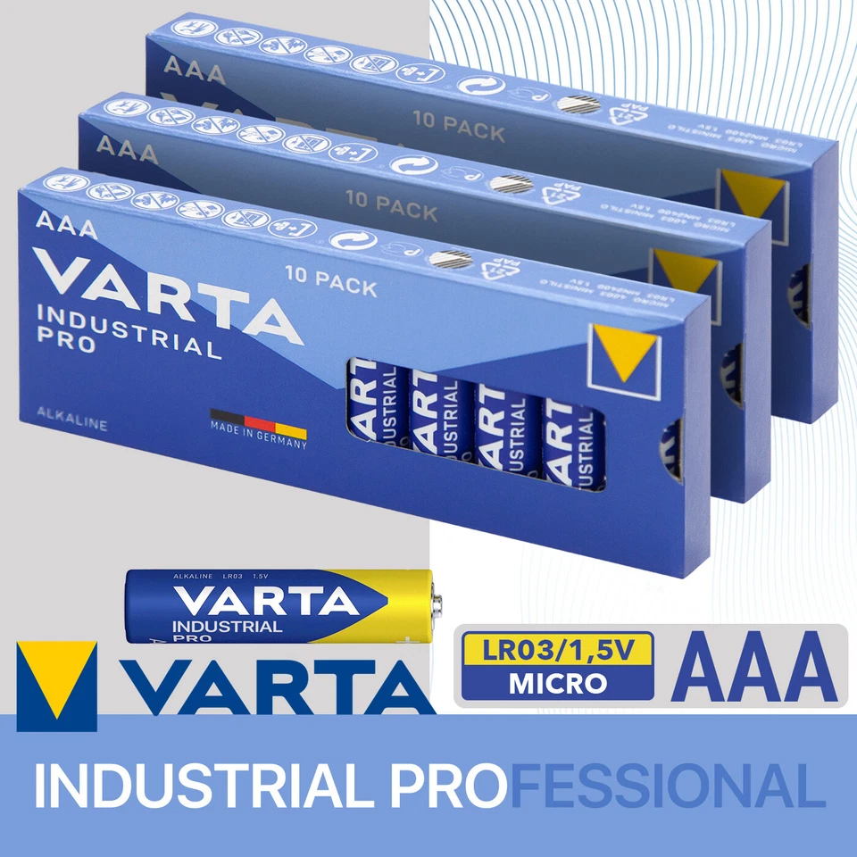 AA oder AAA ORIGINAL VARTA Professional Industrial Batterien LR06 LR03 MHD 2033