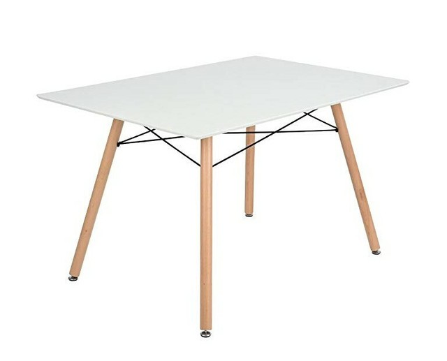Modern Kitchen Dining Table Wooden Oak White Top Melamine Beech