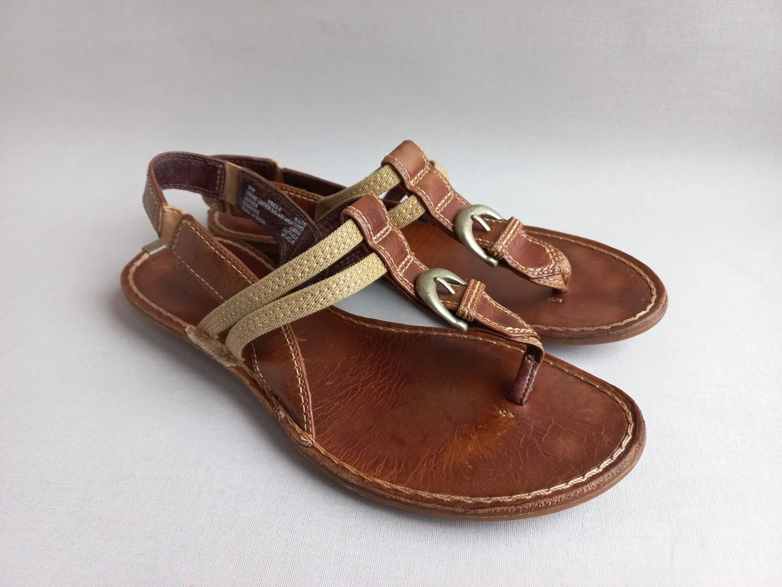 TIMBERLAND Sandali alla caviglia gladiatore con tanga in pelle TAGLIA US 9 W EU 40