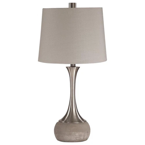 Uttermost Niah Metal Concrete Fabric Table Lamp in Brushed Nickel and Light Gray - Picture 1 of 6