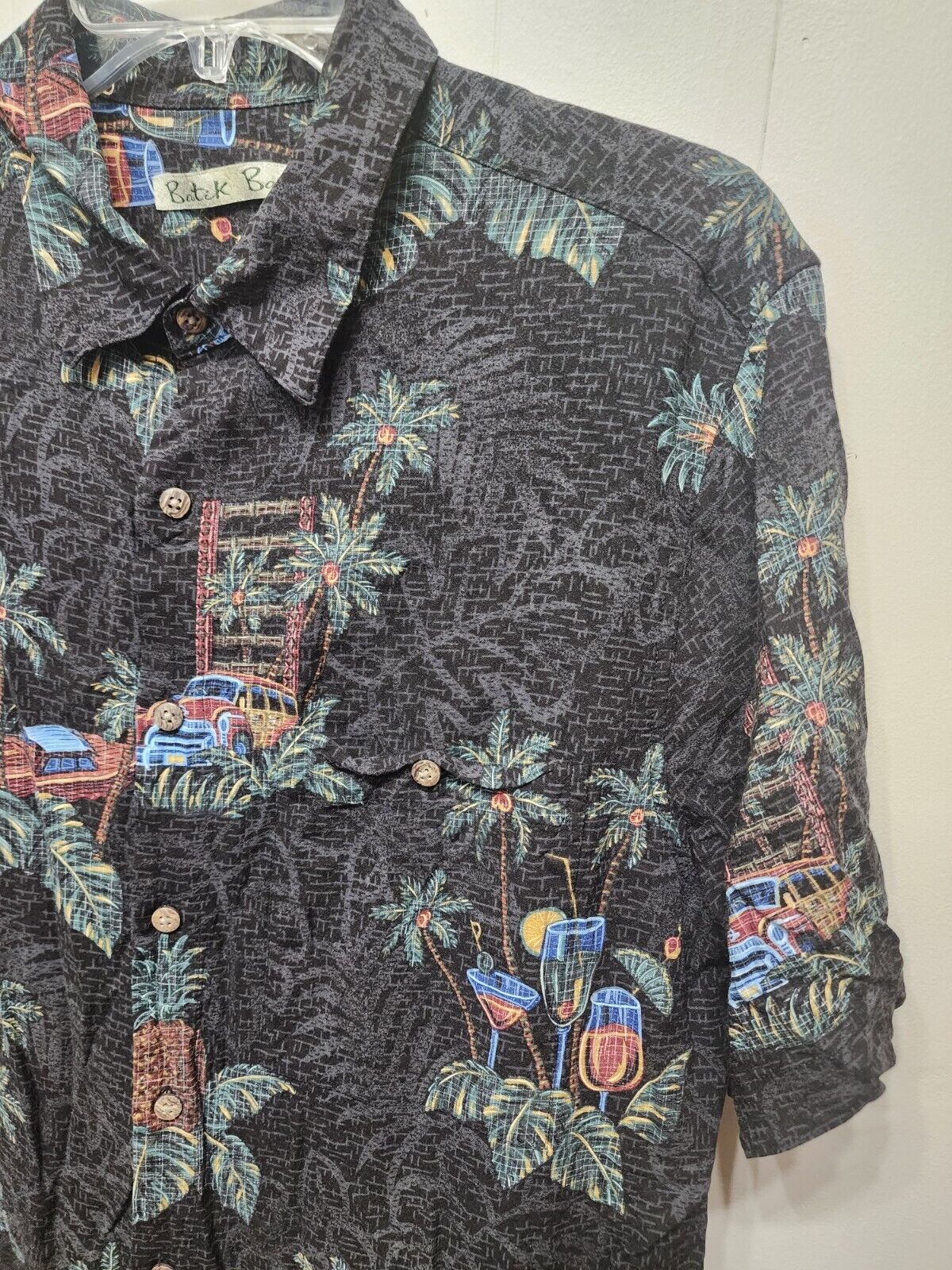 Batik Bay Shirt Large Hawaiian Black  Short Sleev… - image 2