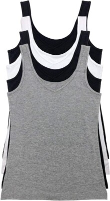 Felina Women Reversible Cotton Tank Tops 4-Pack, White, Gray, 2x