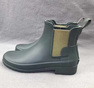 New HUNTER Boots Size 6 Refined Slim Fit Chelsea Olive Leaf Women's Waterproof