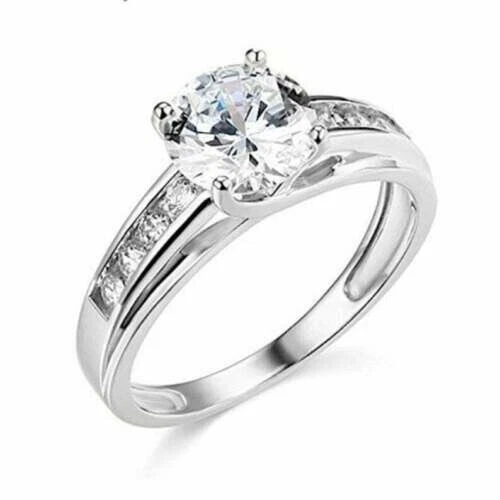 Anello Uomo Con Moissanite 1.70 Carati, Taglio Tondo 8mm, In Argento Placcato Platino - Foto 2