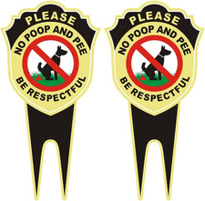 2 Pack 12" X 6" Double Sided No Poop Signs with Stake for Yard